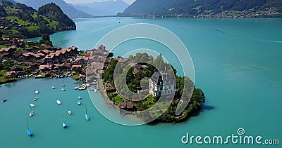 Iseltwald village in Switzerland Lake view Editorial Stock Photo