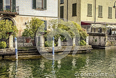 Iseo.Building near the lake Stock Photo