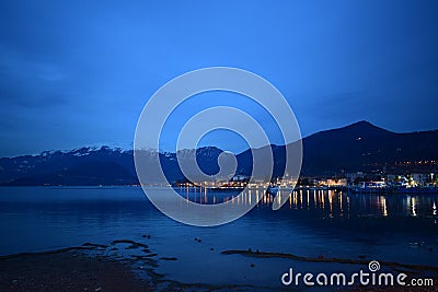 Iseo lake by night Stock Photo