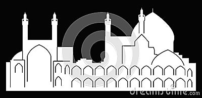 Isfahan, Iran, city silhouette Vector Illustration