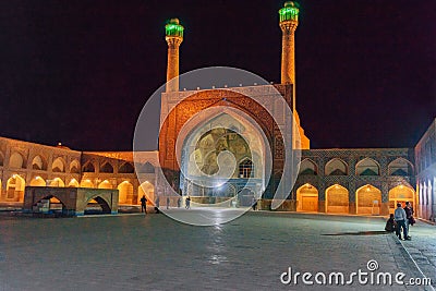 Jameh mosque at night in Isfahan. Iran Editorial Stock Photo