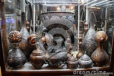 Dishes on the old market in Isfahan. Iran Editorial Stock Photo