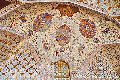 The semi-dome of Reception hall in Ali Qapu palace, Isfahan, Iran Editorial Stock Photo