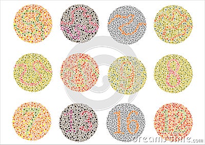 Ishihara Test. , color blindness disease. Vector Illustration