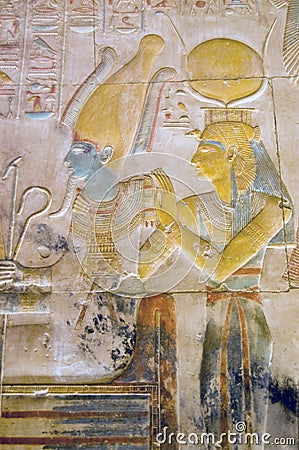 Isis and Osiris carving Stock Photo