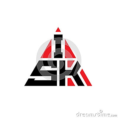 ISK triangle letter logo design with triangle shape. ISK triangle logo design monogram. ISK triangle vector logo template with red Vector Illustration