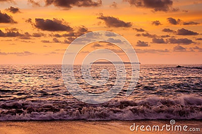 Isla de Cano in Costarican bay in sunset time Stock Photo