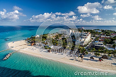 Isla Mujeres Mexico Caribbean Beach - Drone Aerial Photo Stock Photo