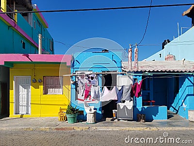 Isla mujeres streetscape houses Editorial Stock Photo