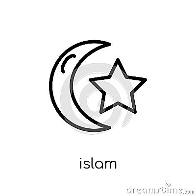 Islam icon. Trendy modern flat linear vector Islam icon on white Vector Illustration