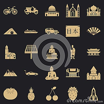 Islam icons set, simple style Vector Illustration