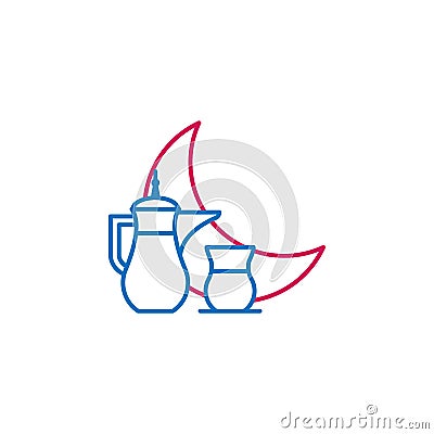 Islam, islamic Ramadan 2 colored line icon. Simple blue and red element illustration. Islam, islamic Ramadan concept outline Cartoon Illustration