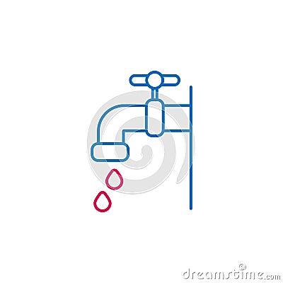 Islam, islamic wudu 2 colored line icon. Simple blue and red element illustration. Islam, islamic wudu concept outline symbol Cartoon Illustration