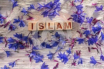 Islam on the wooden cubes Stock Photo