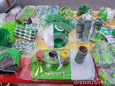 Islamabad Pakistan a stall for celebrating independence day at 14 August Stock Photo