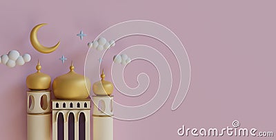 Islamic background decoration with the style of the mosque Cartoon Illustration