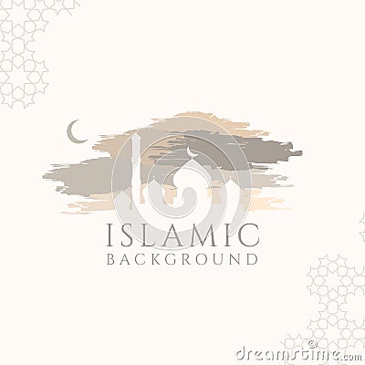 Islamic Background Design Vector Mosque Brush Vector Illustration