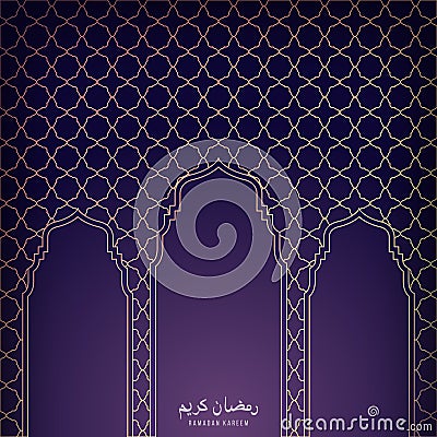 Islamic background with three golden gates. Vector Illustration