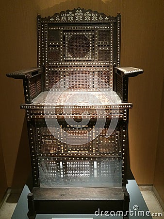 Old Brown Islamic chair. View, tomb. Editorial Stock Photo