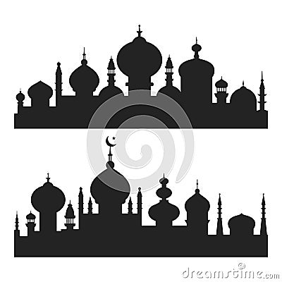 Islamic City Silhouettes Vector Illustration