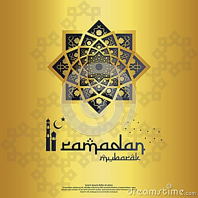 islamic design concept. abstract mandala with pattern ornament and lantern element. Ramadan Kareem or Eid Mubarak greeting. Vector Illustration