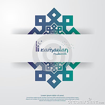 islamic design concept. abstract mandala with pattern ornament and lantern element. Ramadan Kareem or Eid Mubarak greeting. Vector Illustration