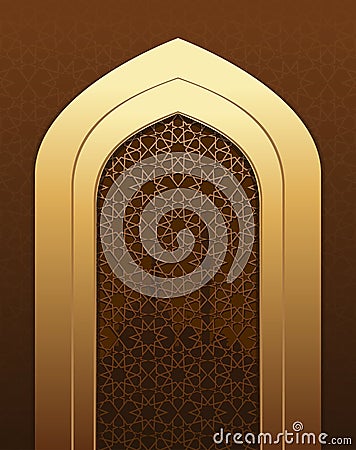 Islamic doorway view Arabian night Vector Illustration