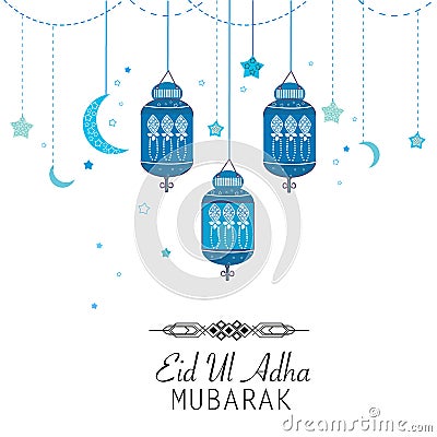 Islamic Festival of Sacrifice, Eid-Al-Adha celebration greeting card. Vector Illustration