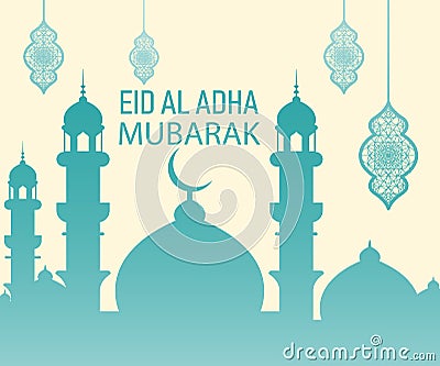 Islamic Festival of Sacrifice, Eid Al Adha Mubarak Greeting Card Stock Photo