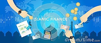 Islamic finance economy islam banking money management concept sharia bank Vector Illustration