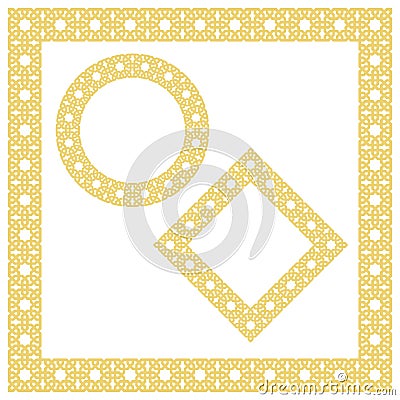 Islamic geometric borders, frames, vignettes. Vector muslim, persian motif. Elegant oriental ornament, traditional Vector Illustration