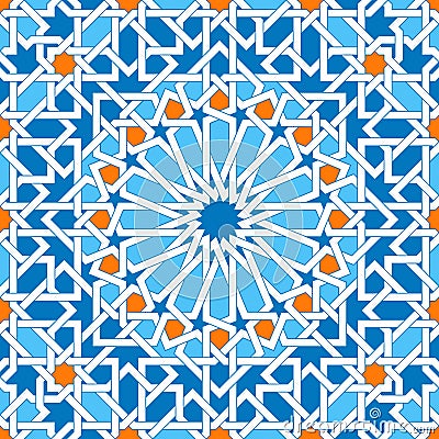 Islamic geometric ornaments based on traditional arabic art. Oriental seamless pattern. Muslim mosaic. Mosque decoration Vector Illustration