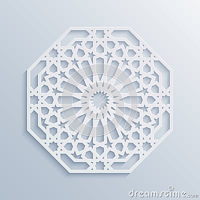 Islamic geometric pattern. Vector muslim mosaic, persian motif. Elegant white oriental ornament, traditional arabic art. Vector Illustration