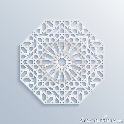 Islamic geometric pattern. Vector muslim mosaic, persian motif. Elegant white oriental ornament, traditional arabic art. Vector Illustration