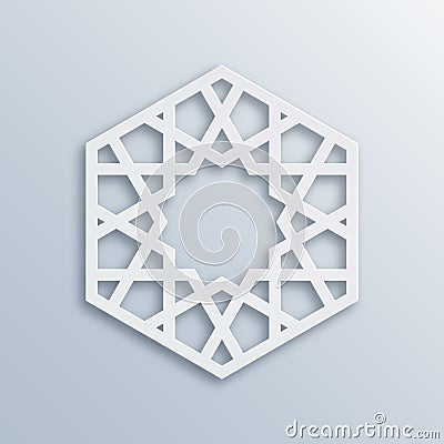 Islamic geometric pattern. Vector muslim mosaic, persian motif. Elegant white oriental ornament, traditional arabic art. Vector Illustration