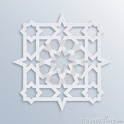 Islamic geometric pattern. Vector muslim mosaic, persian motif. Elegant white oriental ornament, traditional arabic art. Vector Illustration