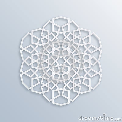 Islamic geometric pattern. Vector muslim mosaic, persian motif. Elegant white oriental ornament, traditional arabic art. Vector Illustration
