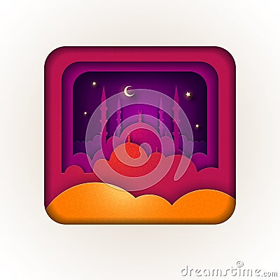 Islamic greeting card design for Ramadan. Vector Illustration