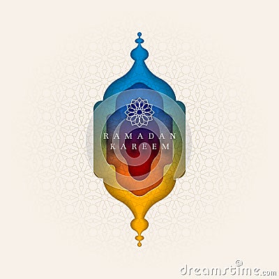 Islamic greeting card design for Ramadan. Vector Illustration