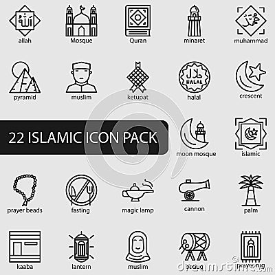 islamic icon line style Vector Illustration