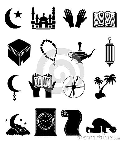 Islamic icons set Vector Illustration