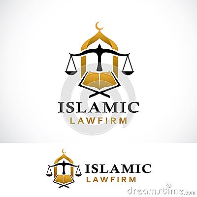 islamic law. justice. law firm logo design template Vector Illustration
