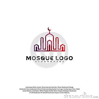 Islamic logo design vector. Mosque logo template. Muslims learn logo templates Vector Illustration