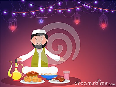 Islamic man offering food on occasion of Iftar, holy month of Ra Stock Photo