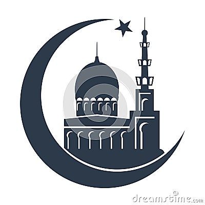 Islamic mosque black silhouette Vector Illustration