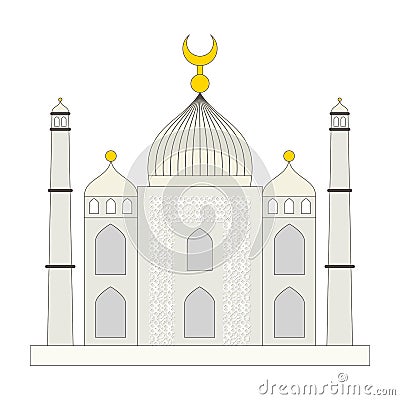 Islamic mosque flat cartoon style Vector Illustration