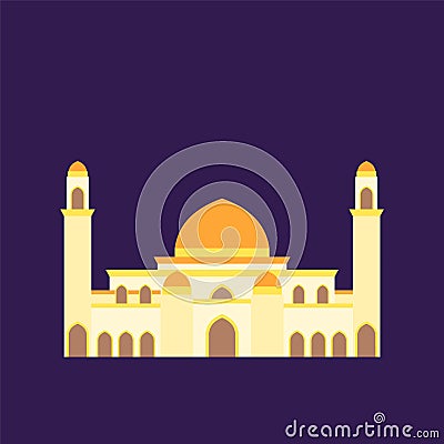 Islamic mosque isolated flat design with pastel colorful,vector illustration mosque for ramadan kareem and eid mubarak Vector Illustration