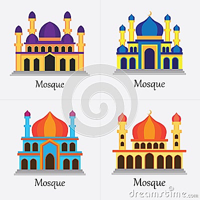 Islamic Mosque / Masjid for Muslim pray icon Vector Illustration