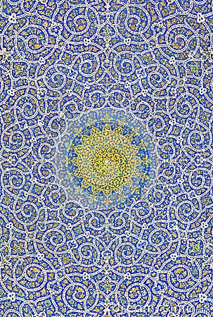 Islamic Motif Design On the Ceiling of a Mosque Stock Photo