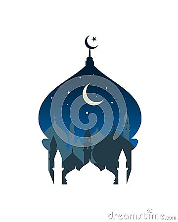 Islamic muslim greeting card. Mosque vector illustration. Vector Illustration